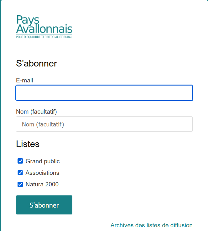Page d'abonnement https://actu.avallonnais.fr/subscription/form